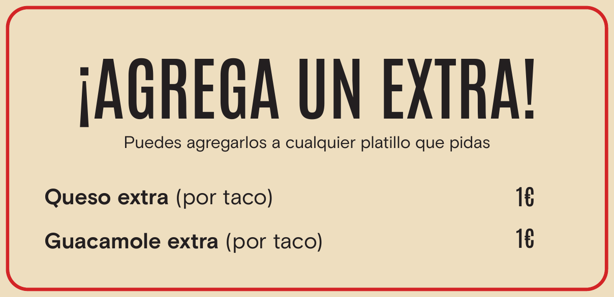 Extras del menú