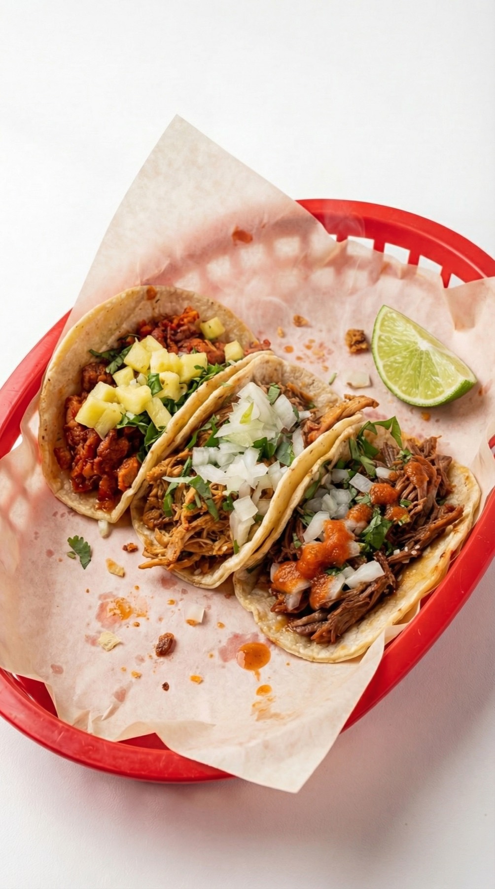 Tacos de pastor y carnitas recién hechos